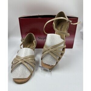 Stephanie Women Leather Tan Ballroom-Dance Shoes Heels Sz 9 NEW-Style16003-51X